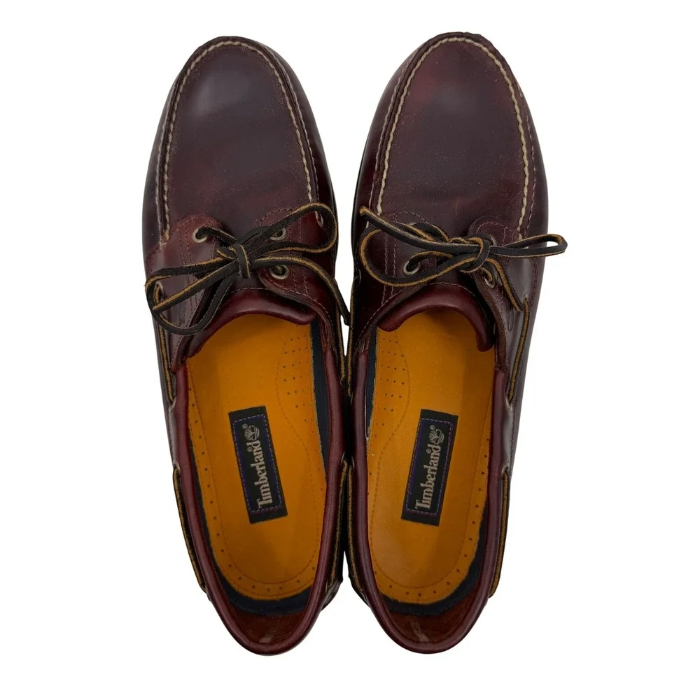 Timberland Boat Shoes Mens 14M Burgundy Leather 2-Eye Classic Deck